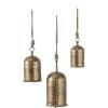 imageDeco 79 Gold Metal Tibetan Inspired Decorative Giant XL Cow Bells with Jute Hanging Rope Set of 3 10quot8quot6quotH  CylindricalLight Bronze