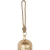 imageDeco 79 Gold Metal Tibetan Inspired Decorative Giant XL Cow Bells with Jute Hanging Rope Set of 3 10quot8quot6quotH  CylindricalLight Bronze