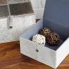 imageDeco 79 Leather Handmade Decorative Box Decorative Keepsake Boxes with Hinged Lid Set of 2 Storage Boxes 8quot 10quotW Gray
