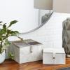 imageDeco 79 Leather Handmade Decorative Box Decorative Keepsake Boxes with Hinged Lid Set of 2 Storage Boxes 8quot 10quotW Gray