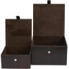 imageDeco 79 Leather Handmade Decorative Box Storage Decorative Keepsake Boxes with Snap Front Closure and Detailed Stitching Set of 2 Storage Boxes 10quot 8quot W Dark BrownDark Brown