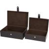 imageDeco 79 Leather Handmade Decorative Box Storage Decorative Keepsake Boxes with Snap Front Closure and Detailed Stitching Set of 2 Storage Boxes 17quot 14quot W Dark BrownDark Brown
