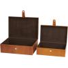 imageDeco 79 Leather Handmade Decorative Box Storage Decorative Keepsake Boxes with Snap Front Closure and Detailed Stitching Set of 2 Storage Boxes 17quot 14quot W Dark BrownBrown