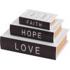 imageDeco 79 Linen Fabric Decorative Box Storage Book Book Shaped Boxes with Typography and Gold Page Inspired Detail Set of 3 Decorative Keepsake Boxes 12 9 7quot H Light GrayWhite
