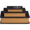 imageDeco 79 Linen Fabric Decorative Box Storage Book Book Shaped Boxes with Typography and Gold Page Inspired Detail Set of 3 Decorative Keepsake Boxes 12 9 7quot H Light GrayBlack
