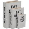 imageDeco 79 Linen Fabric Decorative Box Storage Book Book Shaped Boxes with Typography and Gold Page Inspired Detail Set of 3 Decorative Keepsake Boxes 12 9 7quot H Light GrayLight Gray