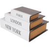 imageDeco 79 Linen Fabric Decorative Box Storage Book Book Shaped Boxes with Typography and Gold Page Inspired Detail Set of 3 Decorative Keepsake Boxes 12 9 7quot H Light GrayBlack