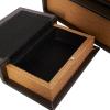 imageDeco 79 Linen Fabric Decorative Box Storage Book Book Shaped Boxes with Typography and Gold Page Inspired Detail Set of 3 Decorative Keepsake Boxes 12 9 7quot H Light GrayBlack