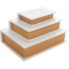 imageDeco 79 Linen Fabric Decorative Box Storage Book Book Shaped Boxes with Typography and Gold Page Inspired Detail Set of 3 Decorative Keepsake Boxes 12 9 7quot H Light GrayWhite