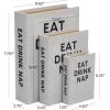 imageDeco 79 Linen Fabric Decorative Box Storage Book Book Shaped Boxes with Typography and Gold Page Inspired Detail Set of 3 Decorative Keepsake Boxes 12 9 7quot H Light GrayLight Gray