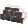 imageDeco 79 Linen Fabric Decorative Box Storage Book Book Shaped Boxes with Typography and Gold Page Inspired Detail Set of 3 Decorative Keepsake Boxes 12 9 7quot H Light GrayWhite
