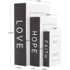 imageDeco 79 Linen Fabric Decorative Box Storage Book Book Shaped Boxes with Typography and Gold Page Inspired Detail Set of 3 Decorative Keepsake Boxes 12 9 7quot H Light GrayWhite