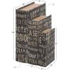 imageDeco 79 Linen Fabric Decorative Box Storage Book Book Shaped Boxes with Typography and Gold Page Inspired Detail Set of 3 Decorative Keepsake Boxes 12 9 7quot H Light GrayBlack