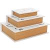 imageDeco 79 Linen Fabric Decorative Box Storage Book Book Shaped Boxes with Typography and Gold Page Inspired Detail Set of 3 Decorative Keepsake Boxes 12 9 7quot H Light GrayWhite