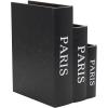 imageDeco 79 Linen Fabric Decorative Box Storage Book Book Shaped Boxes with Typography and Gold Page Inspired Detail Set of 3 Decorative Keepsake Boxes 12 9 7quot H Light GrayBlack