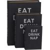 imageDeco 79 Linen Fabric Decorative Box Storage Book Book Shaped Boxes with Typography and Gold Page Inspired Detail Set of 3 Decorative Keepsake Boxes 12 9 7quot H Light GrayBlack