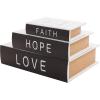 imageDeco 79 Linen Fabric Decorative Box Storage Book Book Shaped Boxes with Typography and Gold Page Inspired Detail Set of 3 Decorative Keepsake Boxes 12 9 7quot H Light GrayWhite