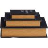 imageDeco 79 Linen Fabric Decorative Box Storage Book Book Shaped Boxes with Typography and Gold Page Inspired Detail Set of 3 Decorative Keepsake Boxes 12 9 7quot H Light GrayBlack