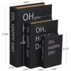 imageDeco 79 Linen Fabric Decorative Box Storage Book Book Shaped Boxes with Typography and Gold Page Inspired Detail Set of 3 Decorative Keepsake Boxes 12 9 7quot H Light GrayBlack
