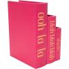 imageDeco 79 Linen Fabric Decorative Box Storage Book Book Shaped Boxes with Typography and Gold Page Inspired Detail Set of 3 Decorative Keepsake Boxes 12 9 7quot H Light GrayRed