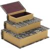 imageDeco 79 Linen Fabric Decorative Box Storage Book Book Shaped Boxes with Typography and Gold Page Inspired Detail Set of 3 Decorative Keepsake Boxes 12 9 7quot H Light GrayBlack