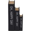imageDeco 79 Linen Fabric Decorative Box Storage Book Book Shaped Boxes with Typography and Gold Page Inspired Detail Set of 3 Decorative Keepsake Boxes 12 9 7quot H Light GrayBlack