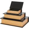 imageDeco 79 Linen Fabric Decorative Box Storage Book Book Shaped Boxes with Typography and Gold Page Inspired Detail Set of 3 Decorative Keepsake Boxes 12 9 7quot H Light GrayBlack
