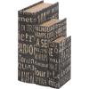 imageDeco 79 Linen Fabric Decorative Box Storage Book Book Shaped Boxes with Typography and Gold Page Inspired Detail Set of 3 Decorative Keepsake Boxes 12 9 7quot H Light GrayBlack