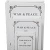 imageDeco 79 Linen Fabric Decorative Box Storage Book Book Shaped Boxes with Typography and Gold Page Inspired Detail Set of 3 Decorative Keepsake Boxes 12 9 7quot H Light GrayLight Gray