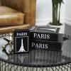 imageDeco 79 Linen Fabric Decorative Box Storage Book Book Shaped Boxes with Typography and Gold Page Inspired Detail Set of 3 Decorative Keepsake Boxes 12 9 7quot H Light GrayBlack