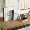 imageDeco 79 Linen Fabric Decorative Box Storage Book Book Shaped Boxes with Typography and Gold Page Inspired Detail Set of 3 Decorative Keepsake Boxes 12 9 7quot H Light GrayWhite