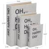 imageDeco 79 Linen Fabric Decorative Box Storage Book Book Shaped Boxes with Typography and Gold Page Inspired Detail Set of 3 Decorative Keepsake Boxes 12 9 7quot H Light GrayLight Gray