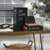 imageDeco 79 Linen Fabric Decorative Box Storage Book Book Shaped Boxes with Typography and Gold Page Inspired Detail Set of 3 Decorative Keepsake Boxes 12 9 7quot H Light GrayBlack