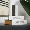 imageDeco 79 Linen Fabric Decorative Box Storage Book Book Shaped Boxes with Typography and Gold Page Inspired Detail Set of 3 Decorative Keepsake Boxes 12 9 7quot H Light GrayBlack