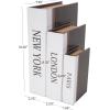 imageDeco 79 Linen Fabric Decorative Box Storage Book Book Shaped Boxes with Typography and Gold Page Inspired Detail Set of 3 Decorative Keepsake Boxes 12 9 7quot H Light GrayBlack