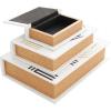imageDeco 79 Linen Fabric Decorative Box Storage Book Book Shaped Boxes with Typography and Gold Page Inspired Detail Set of 3 Decorative Keepsake Boxes 12 9 7quot H Light GrayWhite
