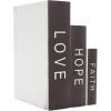 imageDeco 79 Linen Fabric Decorative Box Storage Book Book Shaped Boxes with Typography and Gold Page Inspired Detail Set of 3 Decorative Keepsake Boxes 12 9 7quot H Light GrayWhite