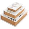 imageDeco 79 Linen Fabric Decorative Box Storage Book Book Shaped Boxes with Typography and Gold Page Inspired Detail Set of 3 Decorative Keepsake Boxes 12 9 7quot H Light GrayWhite