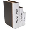 imageDeco 79 Linen Fabric Decorative Box Storage Book Book Shaped Boxes with Typography and Gold Page Inspired Detail Set of 3 Decorative Keepsake Boxes 12 9 7quot H Light GrayBlack