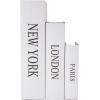 imageDeco 79 Linen Fabric Decorative Box Storage Book Book Shaped Boxes with Typography and Gold Page Inspired Detail Set of 3 Decorative Keepsake Boxes 12 9 7quot H Light GrayBlack