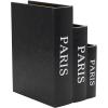 imageDeco 79 Linen Fabric Decorative Box Storage Book Book Shaped Boxes with Typography and Gold Page Inspired Detail Set of 3 Decorative Keepsake Boxes 12 9 7quot H Light GrayBlack