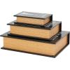 imageDeco 79 Linen Fabric Decorative Box Storage Book Book Shaped Boxes with Typography and Gold Page Inspired Detail Set of 3 Decorative Keepsake Boxes 12 9 7quot H Light GrayBlack