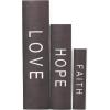 imageDeco 79 Linen Fabric Decorative Box Storage Book Book Shaped Boxes with Typography and Gold Page Inspired Detail Set of 3 Decorative Keepsake Boxes 12 9 7quot H Light GrayWhite