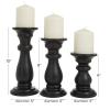 imageDeco 79 Mango Wood Decorative Candle Holder Turned Style Pillar Candle Stand Set of 3 Candlestick Holder 10quot 8quot 6quotH GoldBlack