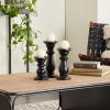 imageDeco 79 Mango Wood Decorative Candle Holder Turned Style Pillar Candle Stand Set of 3 Candlestick Holder 10quot 8quot 6quotH GoldBlack