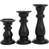 imageDeco 79 Mango Wood Decorative Candle Holder Turned Style Pillar Candle Stand Set of 3 Candlestick Holder 10quot 8quot 6quotH GoldBlack