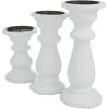 imageDeco 79 Mango Wood Decorative Candle Holder Turned Style Pillar Candle Stand Set of 3 Candlestick Holder 10quot 8quot 6quotH GoldWhite