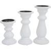 imageDeco 79 Mango Wood Decorative Candle Holder Turned Style Pillar Candle Stand Set of 3 Candlestick Holder 10quot 8quot 6quotH GoldWhite
