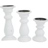 imageDeco 79 Mango Wood Decorative Candle Holder Turned Style Pillar Candle Stand Set of 3 Candlestick Holder 10quot 8quot 6quotH GoldWhite