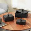 imageDeco 79 Marble Decorative Box Decorative Keepsake Boxes with Gold Final Set of 3 Storage Boxes 9quot 7quot 6quotW GreenBlack